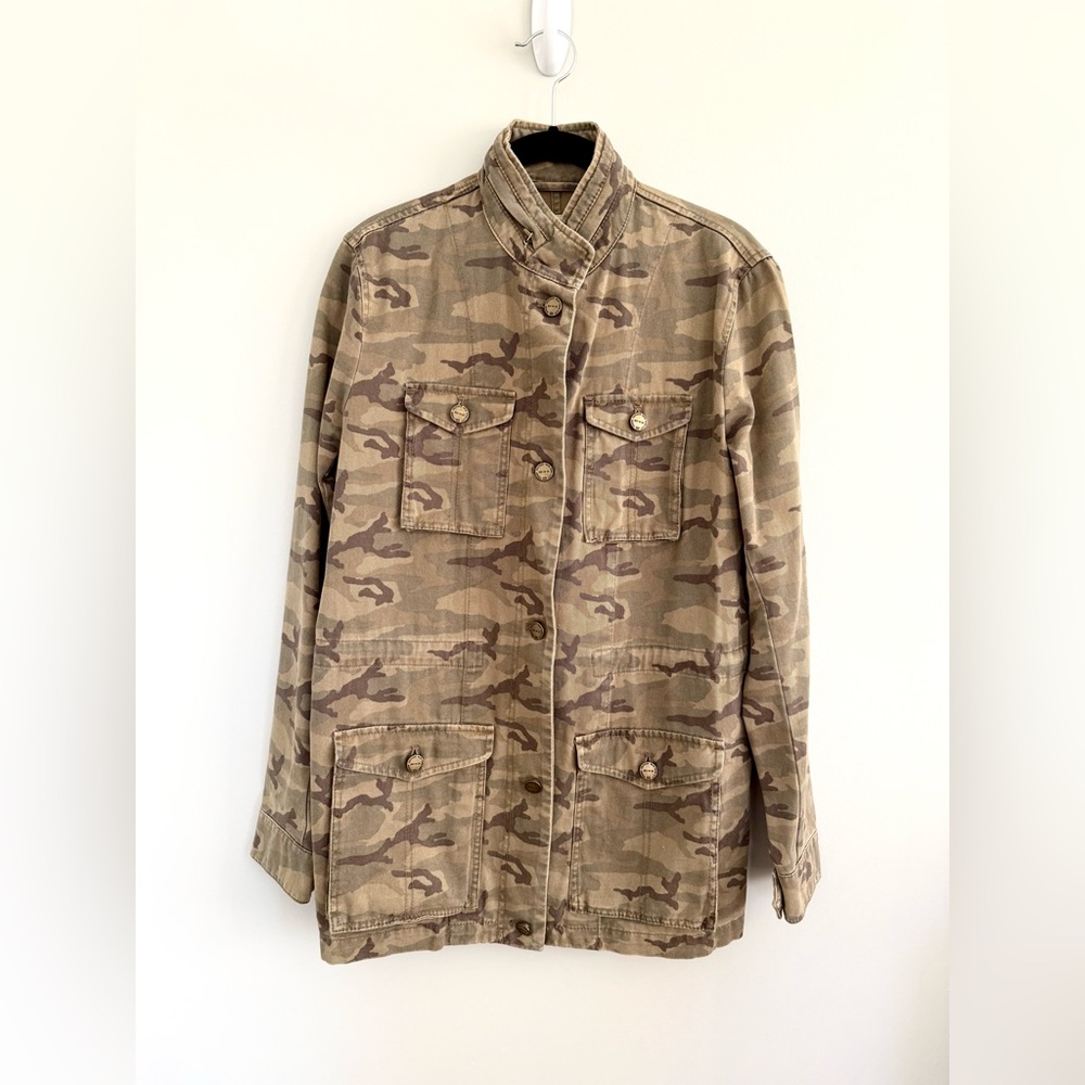 Tommy Hilfiger Women’s Military Jacket Green & Brown Camouflage Camo Coat Size M